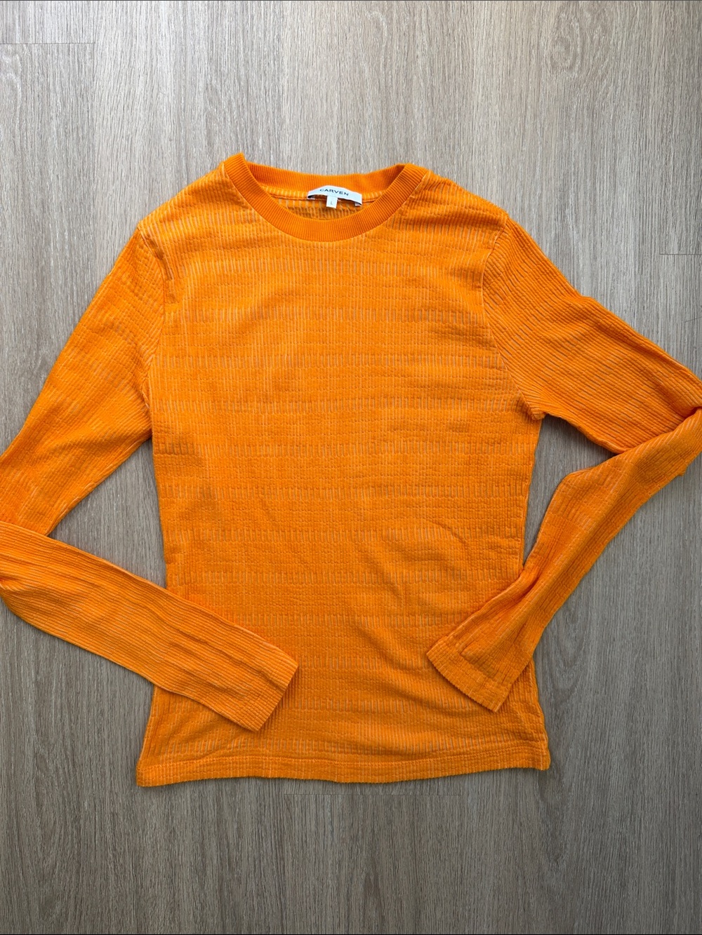 Carven Women’s Orange Textured Knit Long Sleeve Top Size L
